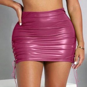 Pink Leather Skirt